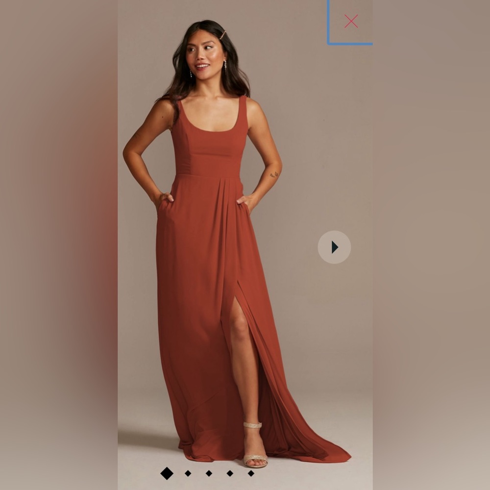 Beautiful Chiffon scoop neck cinnamon bridesmaid dress